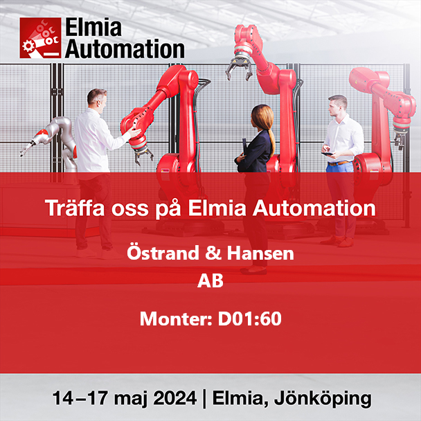 Flyer för besök på Östrand & Hansens monter på Elmia automation